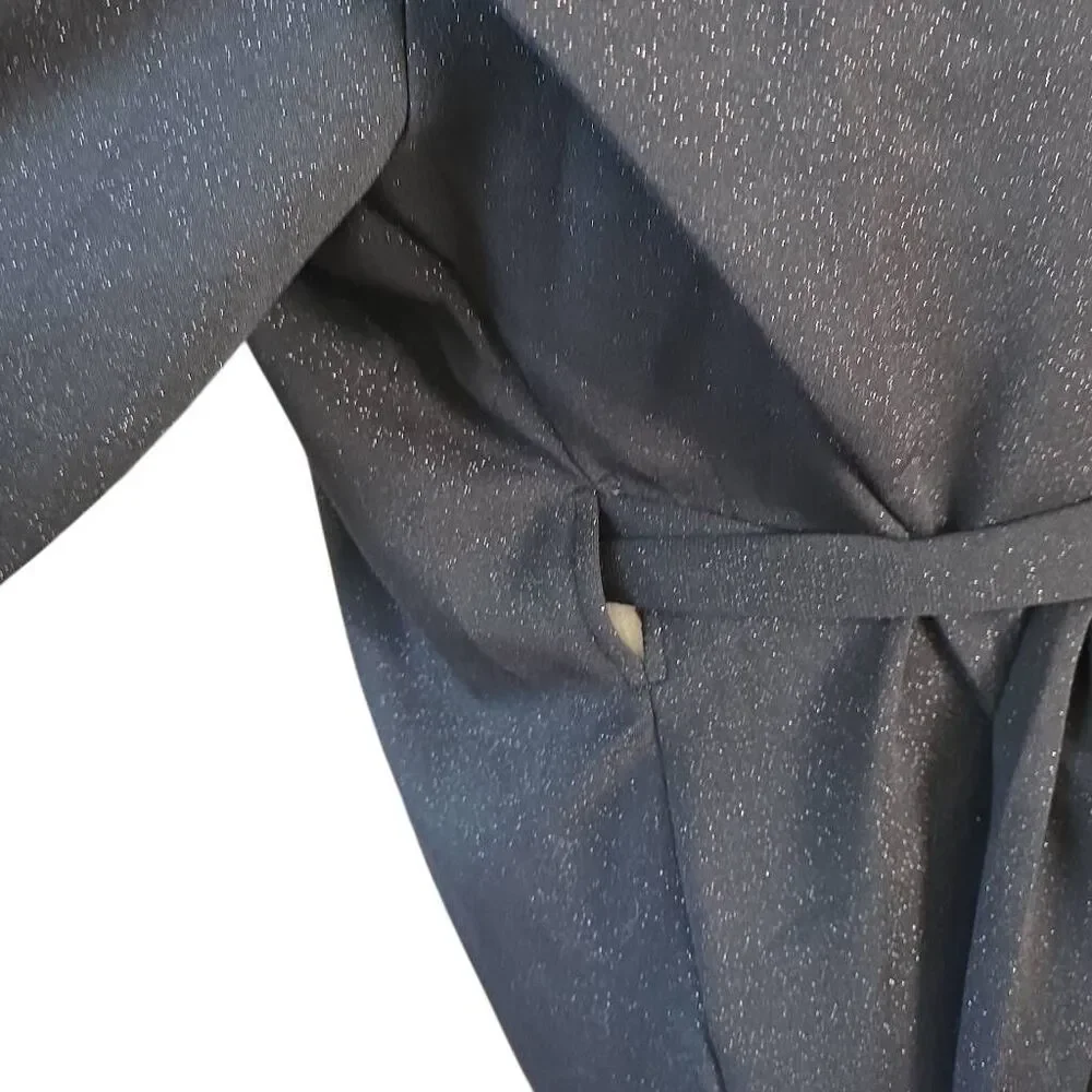 Spanx Women's Size XL Black Sparkle Belted Heavy Knit Cardigan